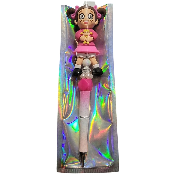 La Popis El Chavo Del 8 Custom Beaded Ballpoint Twist Pen Topper Pink - Picture 4 of 6